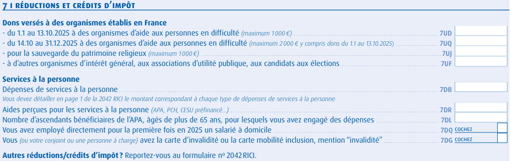 Cases dons impots 2025