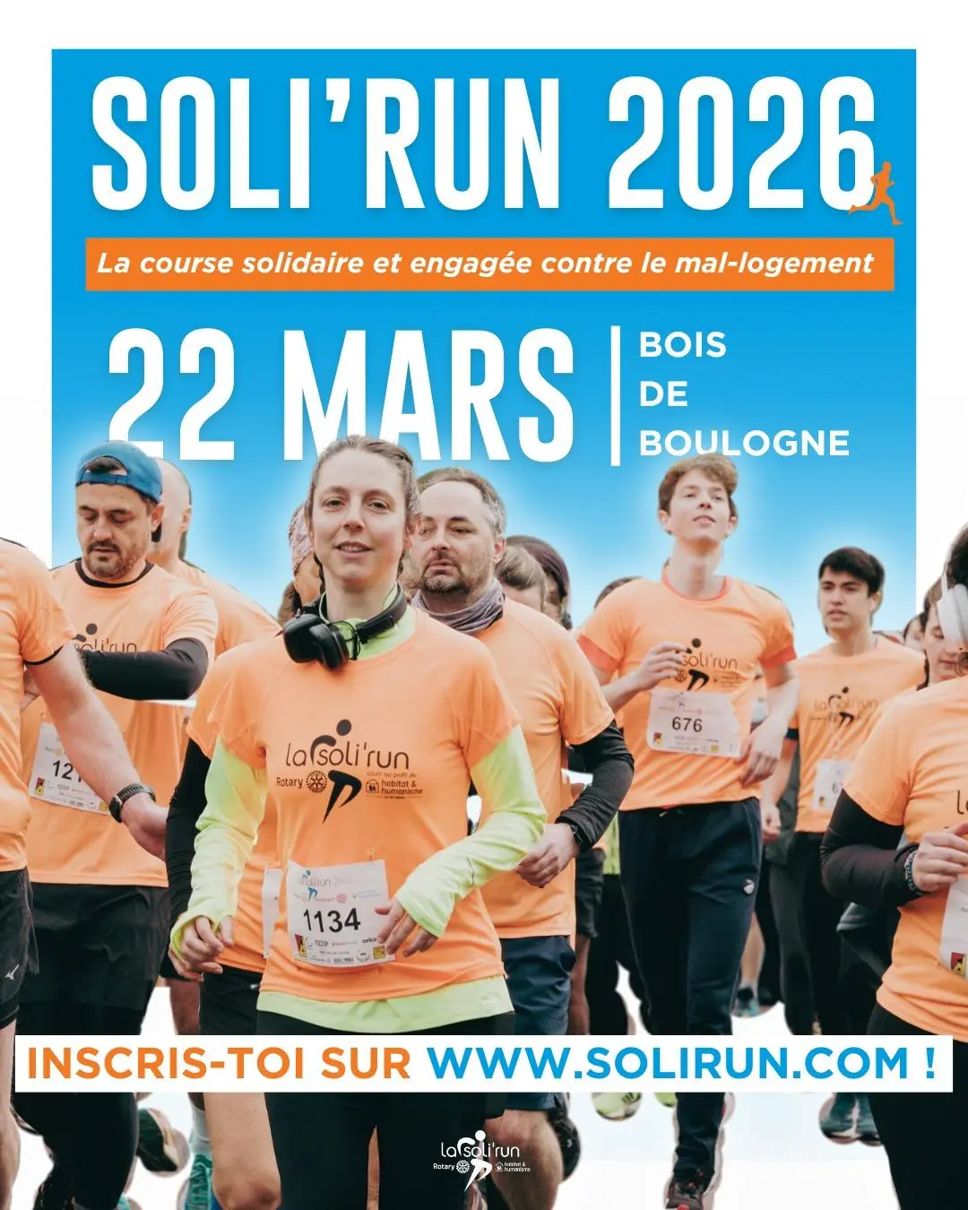 soli'run 2026 affiche de la course solidaire 22 mars bois de boulogne course solidaire et engagées contre le mal-logement