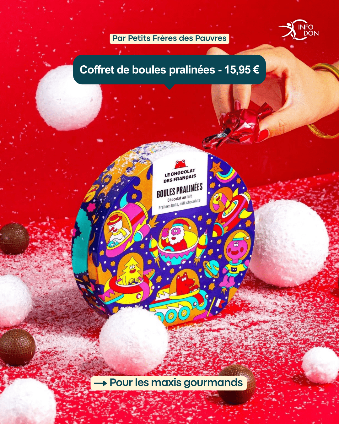 Ce coffret de boules de chocolats pralinés des Petits Frères des Pauvres fera fondre les plus gourmands tout en soutenant l’accompagnement des personnes âgées isolées !