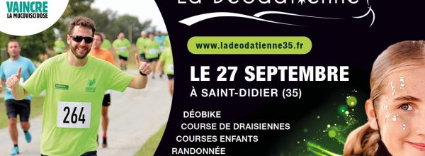Affiche de la déodatienne 2025 avec coureur et fond noir avec textes 27 septembre 2025 saint didier